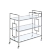 Kingfisher Lane Contemporary Rectangular Shape Serving Bar Cart in Chrome