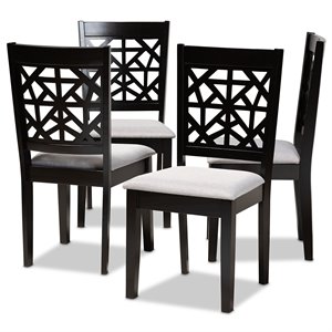 Kingfisher Lane Gray Upholstered Espresso Wood 4-Piece Dining Chair Set