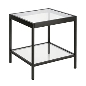 Kingfisher Lane Modern 20&quot Blackened Bronze Metal/Glass Side Table