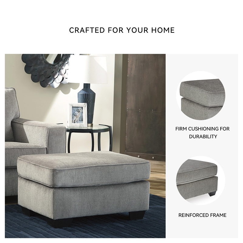 Kingfisher Lane Contemporary Polyester Upholstery Fabric Ottoman in Gray
