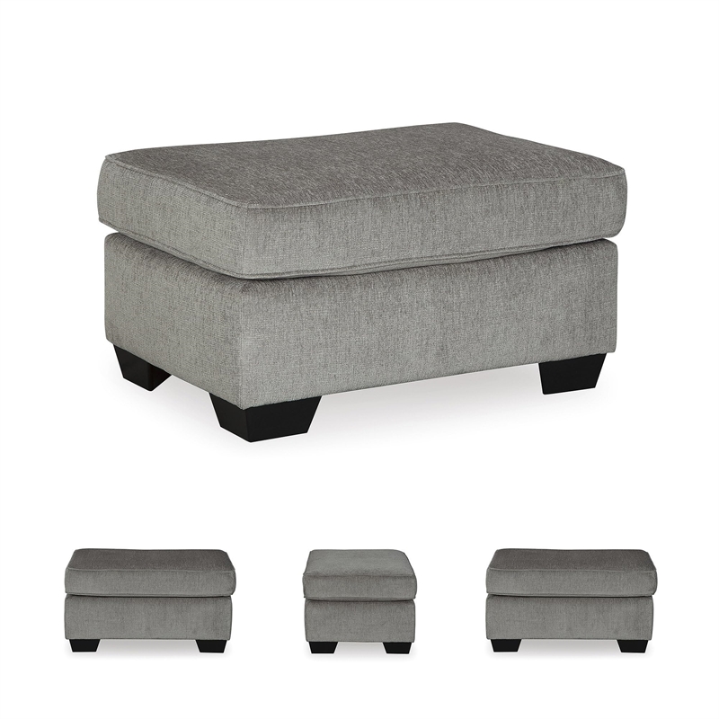 Kingfisher Lane Contemporary Polyester Upholstery Fabric Ottoman in Gray