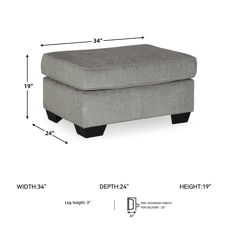 Kingfisher Lane Contemporary Polyester Upholstery Fabric Ottoman in Gray