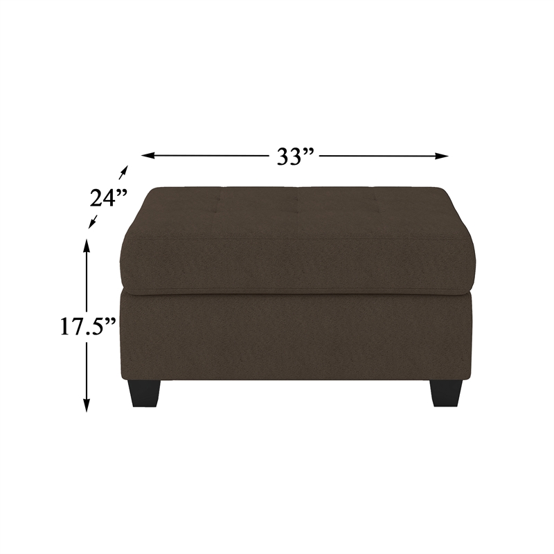 Kingfisher Lane Microfiber Ottoman with Storage in Chocolate
