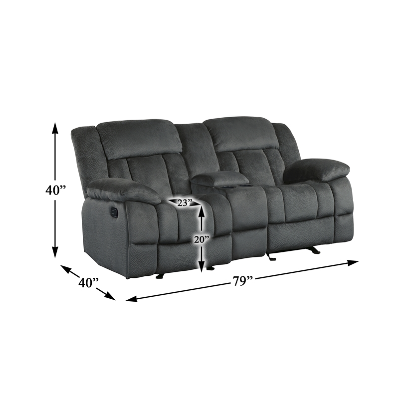 Kingfisher Lane Microfiber Double Glider Reclining Love Seat in Charcoal