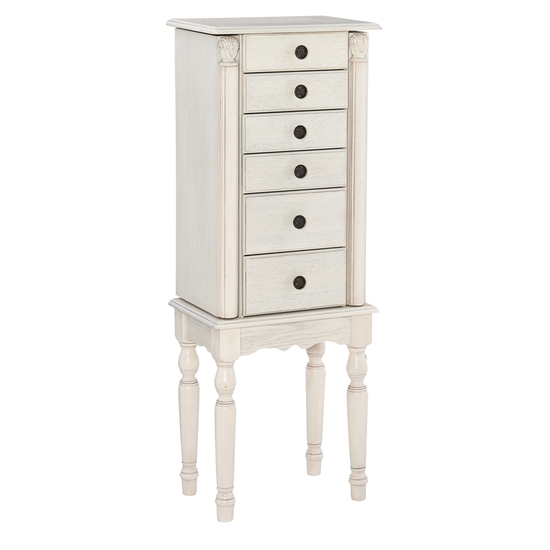 Kingfisher Lane Contemporary Wood Jewelry Armoire in Off White
