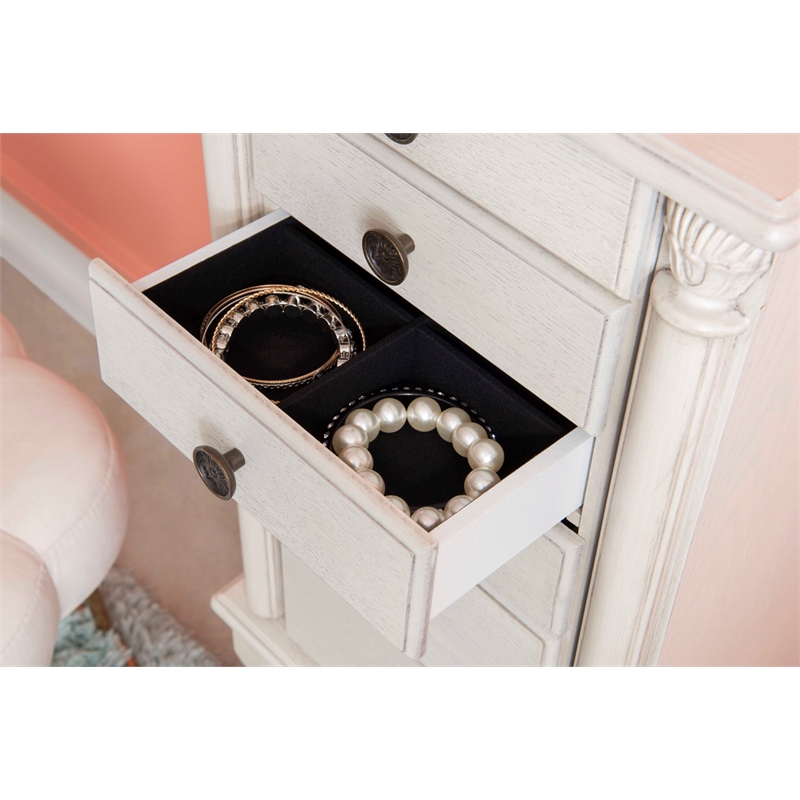 Kingfisher Lane Contemporary Wood Jewelry Armoire in Off White
