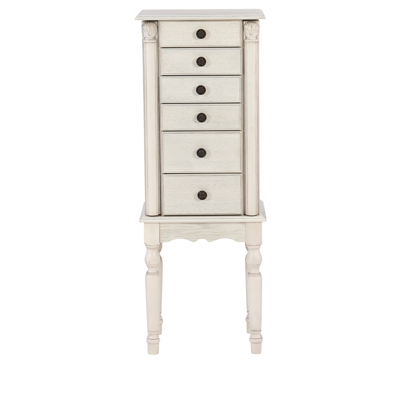 Kingfisher Lane Contemporary Wood Jewelry Armoire in Off White