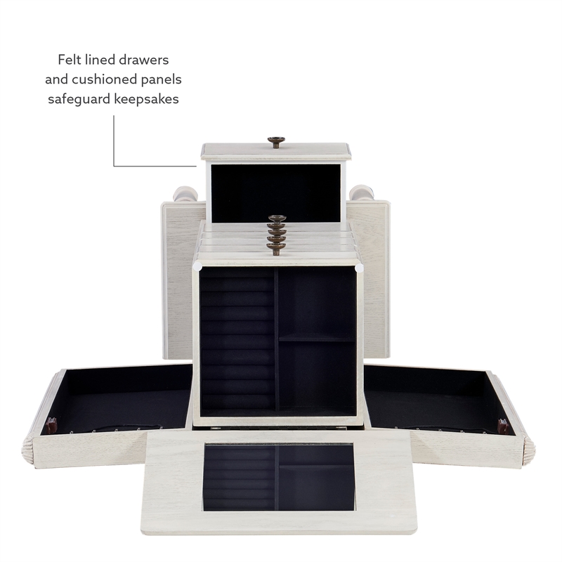 Kingfisher Lane Contemporary Wood Jewelry Armoire in Off White