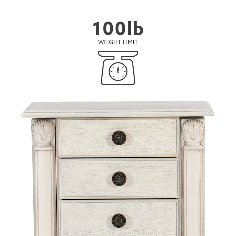 Kingfisher Lane Contemporary Wood Jewelry Armoire in Off White