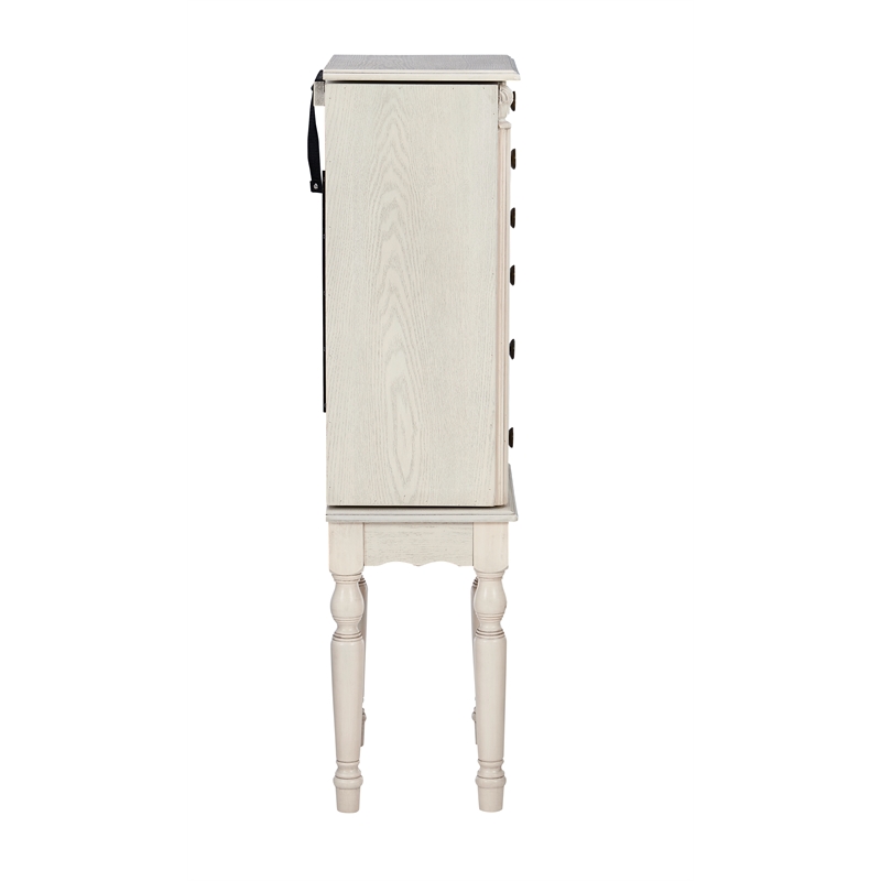 Kingfisher Lane Contemporary Wood Jewelry Armoire in Off White