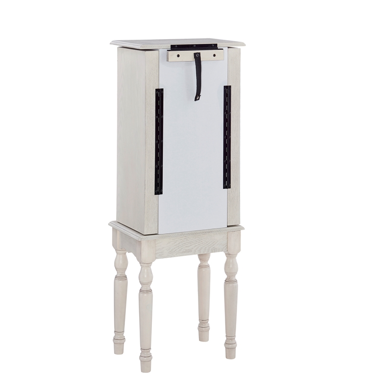 Kingfisher Lane Contemporary Wood Jewelry Armoire in Off White
