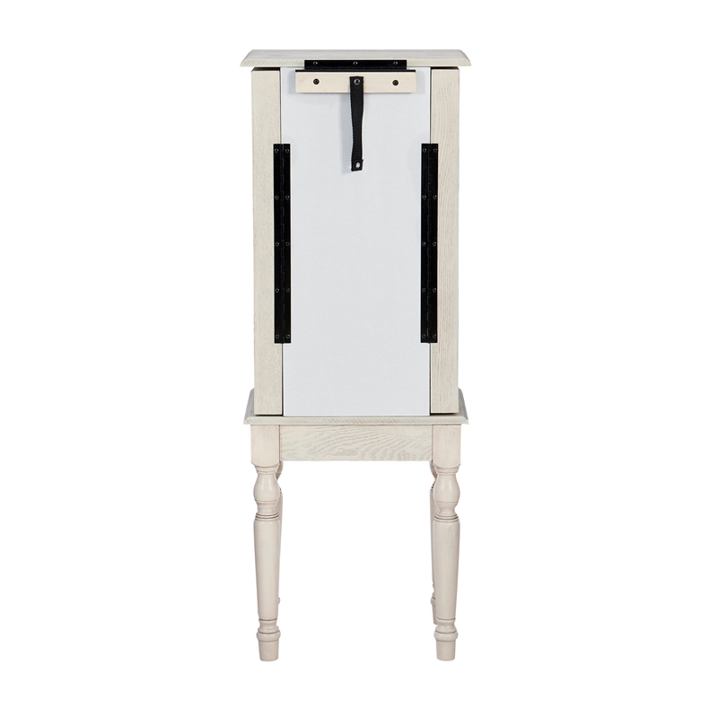 Kingfisher Lane Contemporary Wood Jewelry Armoire in Off White