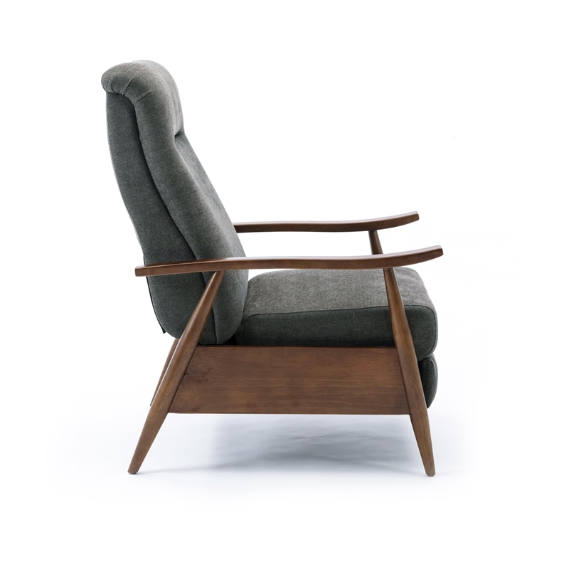 Kingfisher Lane Charcoal Polyester Fabric Wood Arm Push Back Recliner
