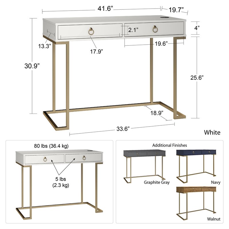 Kingfisher Lane Contemporary Serenity Computer Desk in Graphite Gray