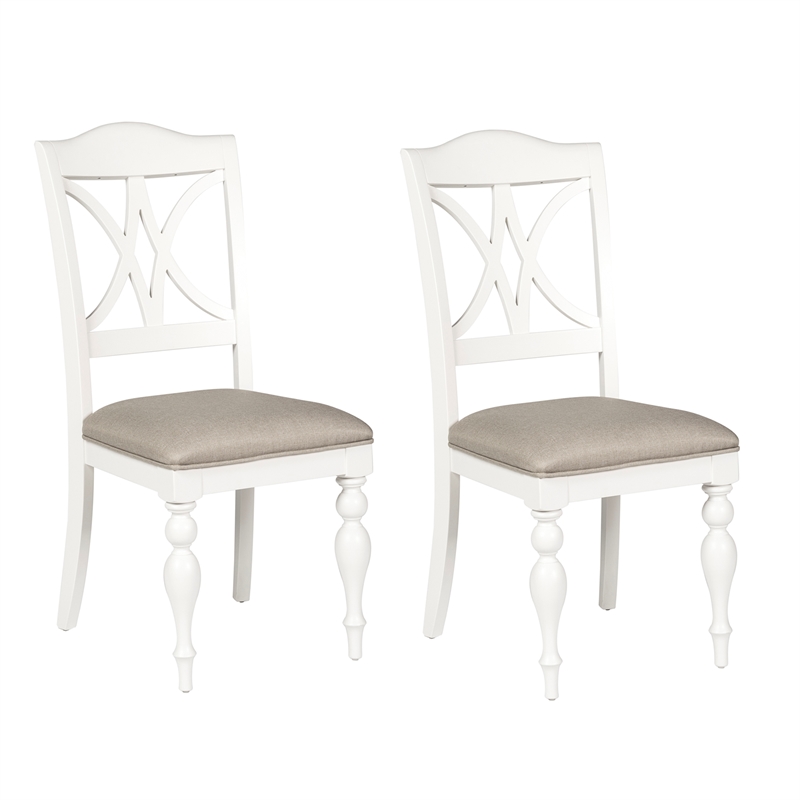 Kingfisher Lane Summer House White Slat Back Side Chair (RTA)-Set of 2