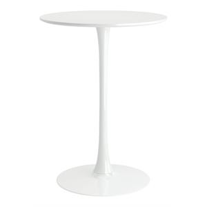 Kingfisher Lane 35.5&quot Round Mid-Century Wood Top Bar Table in White