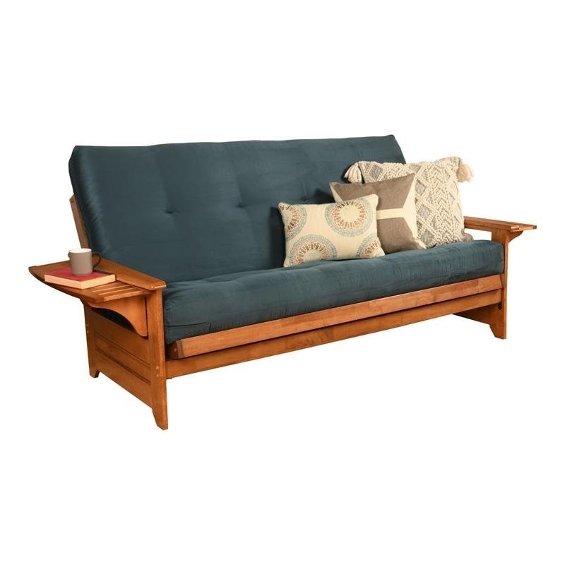 Kingfisher Lane Full-size Suede Futon in Blue-Frame Not Included