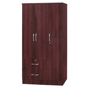 Kingfisher Lane Wardrobe Armoire Closet with Two Drawers Mahogany