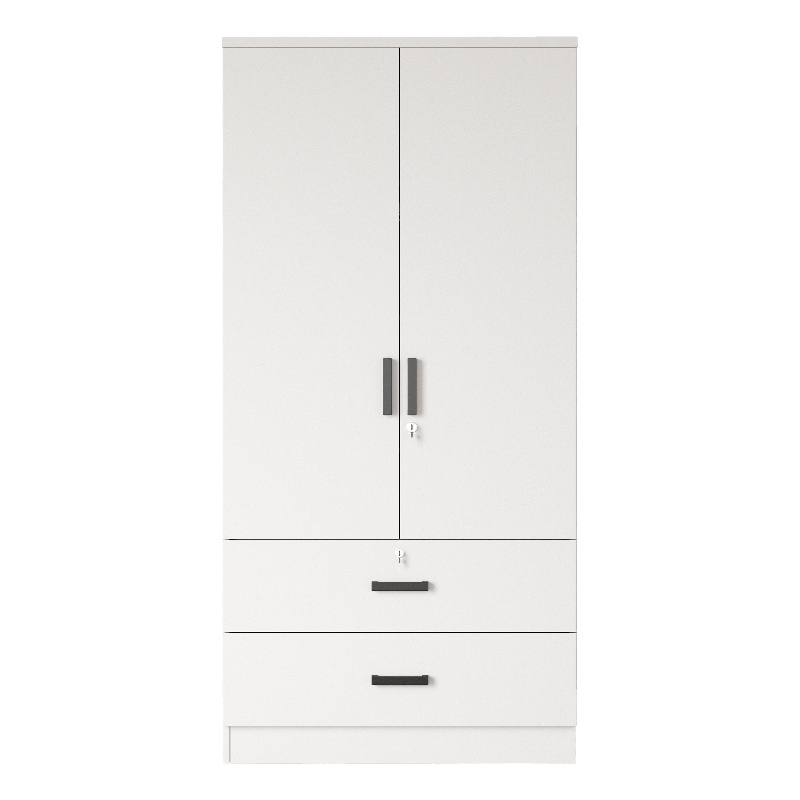 Kingfisher Lane Wood 2-Door Wardrobe Armoire with 2-Drawers in White