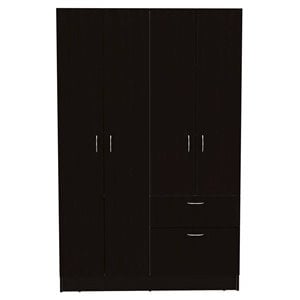 Kingfisher Lane Modern Wood Bedroom Armoire in Black Wenge/White