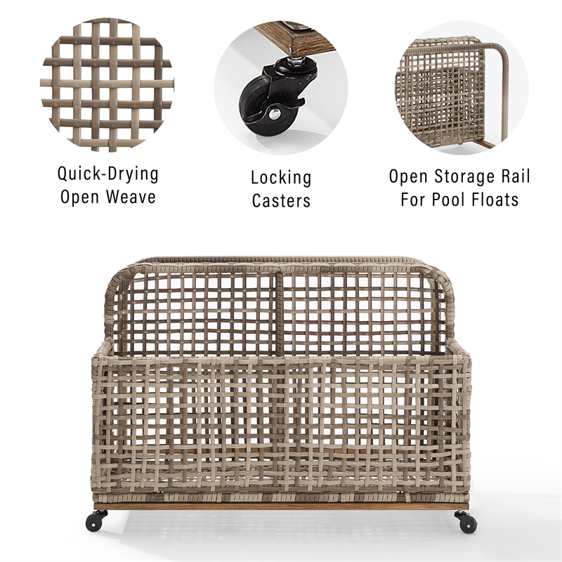 Kingfisher Lane PE Wicker / Rattan Pool Storage Caddy in Natural