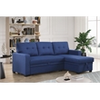 Kingfisher Lane Polyester Fabric Reversible Sleeper Sectional Sofa-Blue
