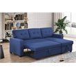Kingfisher Lane Polyester Fabric Reversible Sleeper Sectional Sofa-Blue
