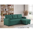Kingfisher Lane Polyester Fabric Reversible Sleeper Sectional Sofa-Green
