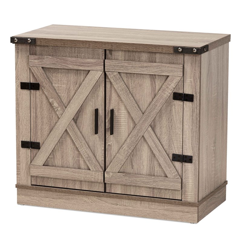 Kingfisher Lane Farmhouse Brown Finished Wood 2-Door Shoe Storage Cabinet