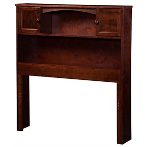 Kingfisher Lane Contemporary Twin Wood Bookcase Headboard in Walnut