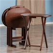 Kingfisher Lane 5-Piece Transitional Solid Wood Snack Table Set in Cappuccino