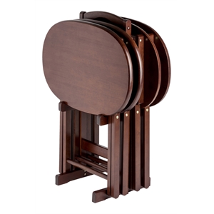 Kingfisher Lane 5-Piece Transitional Solid Wood Snack Table Set in Cappuccino