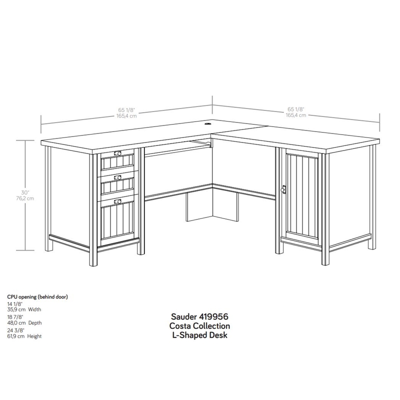 Kingfisher Lane Engineered Wood L-Shaped Computer Desk in Chalked Chestnut