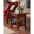 Kingfisher Lane Solid Wood End Table with Built - Device Charger - Brown Walnut