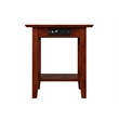 Kingfisher Lane Solid Wood End Table with Built - Device Charger - Brown Walnut