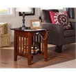 Kingfisher Lane Solid Wood End Table with Built - Device Charger - Brown Walnut