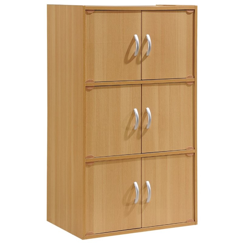 Kingfisher Lane 3 Shelf 6 Door Multi-Purpose Wooden Bookcase in Beige Finish