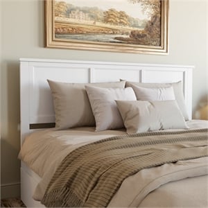 Kingfisher Lane Contemporary King Solid Wood Panel Headboard in White