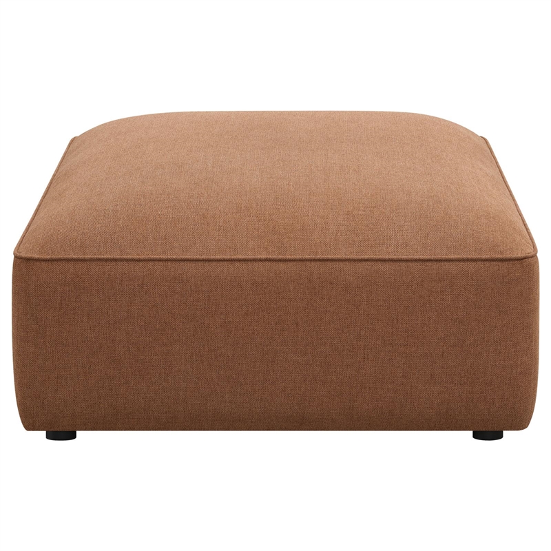 Kingfisher Lane Contemporary Fabric Upholstered Square Ottoman in Terracotta