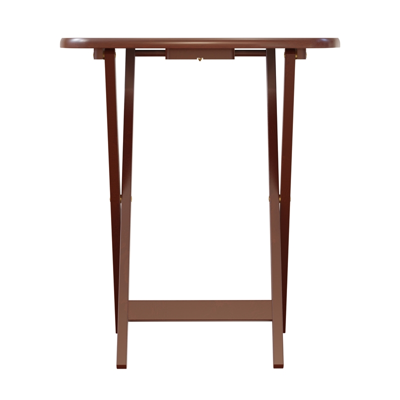Kingfisher Lane 5-Piece Transitional Solid Wood Snack Table Set Walnut Finish