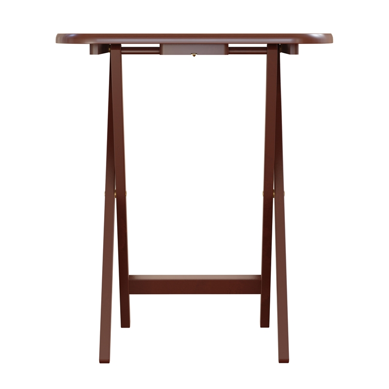 Kingfisher Lane 5-Piece Transitional Solid Wood Snack Table Set Walnut Finish