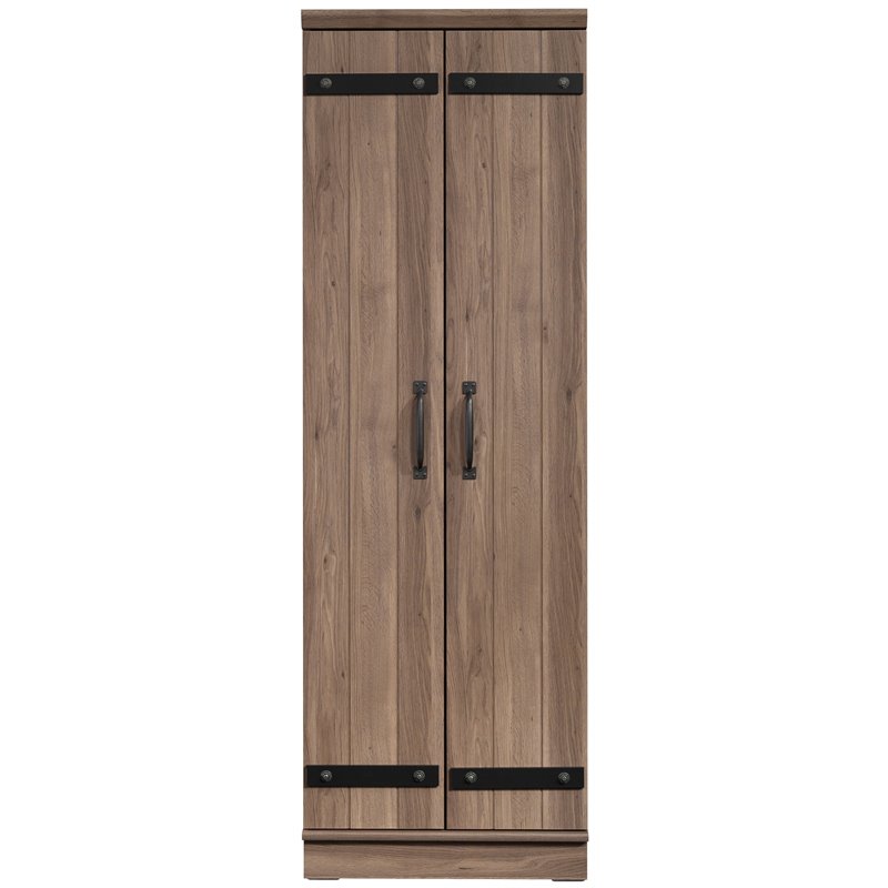 Kingfisher Lane 2-Barn Door Engineered Wood Narrow Storage Cabinet in Salt Oak