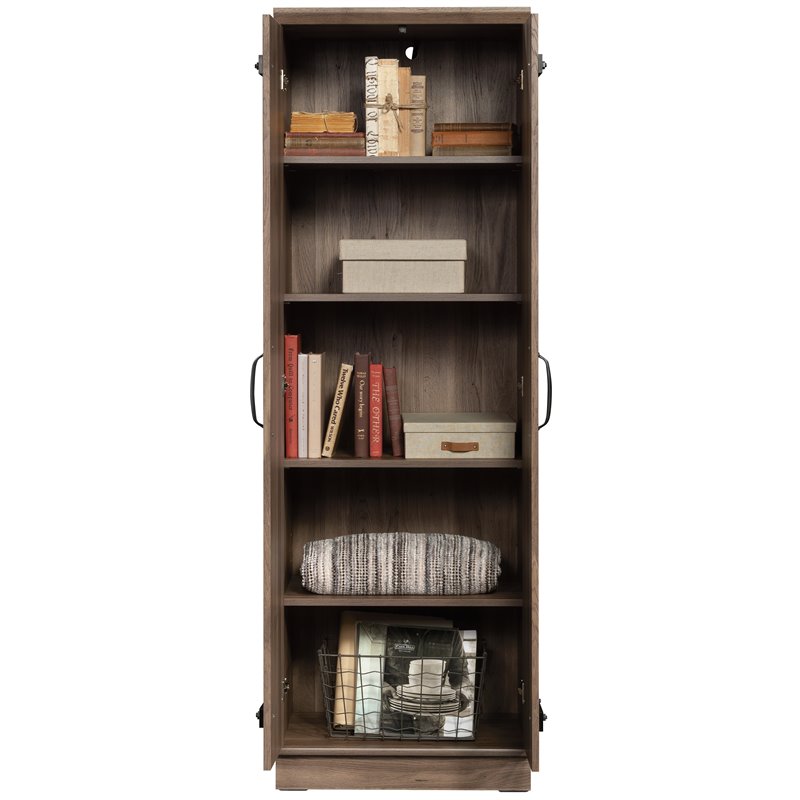 Kingfisher Lane 2-Barn Door Engineered Wood Narrow Storage Cabinet in Salt Oak