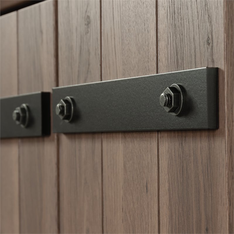 Kingfisher Lane 2-Barn Door Engineered Wood Narrow Storage Cabinet in Salt Oak