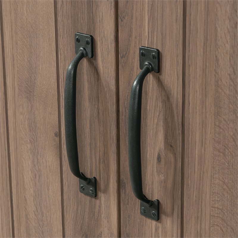 Kingfisher Lane 2-Barn Door Engineered Wood Narrow Storage Cabinet in Salt Oak