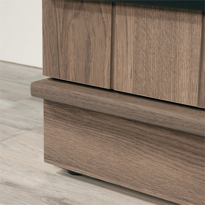 Kingfisher Lane 2-Barn Door Engineered Wood Narrow Storage Cabinet in Salt Oak