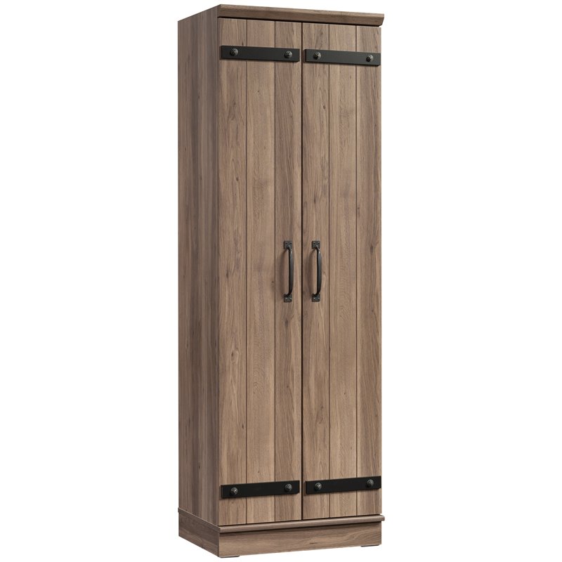 Kingfisher Lane 2-Barn Door Engineered Wood Narrow Storage Cabinet in Salt Oak