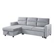 Kingfisher Lane Velvet Reversible Sleeper Sectional with Storage in Light Gray