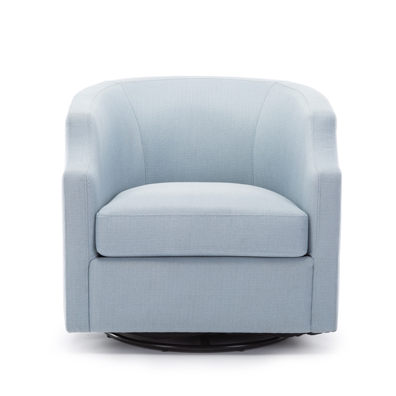 Kingfisher Lane Sky Blue Polyester Fabric Swivel and Rocker Barrel Accent Chair