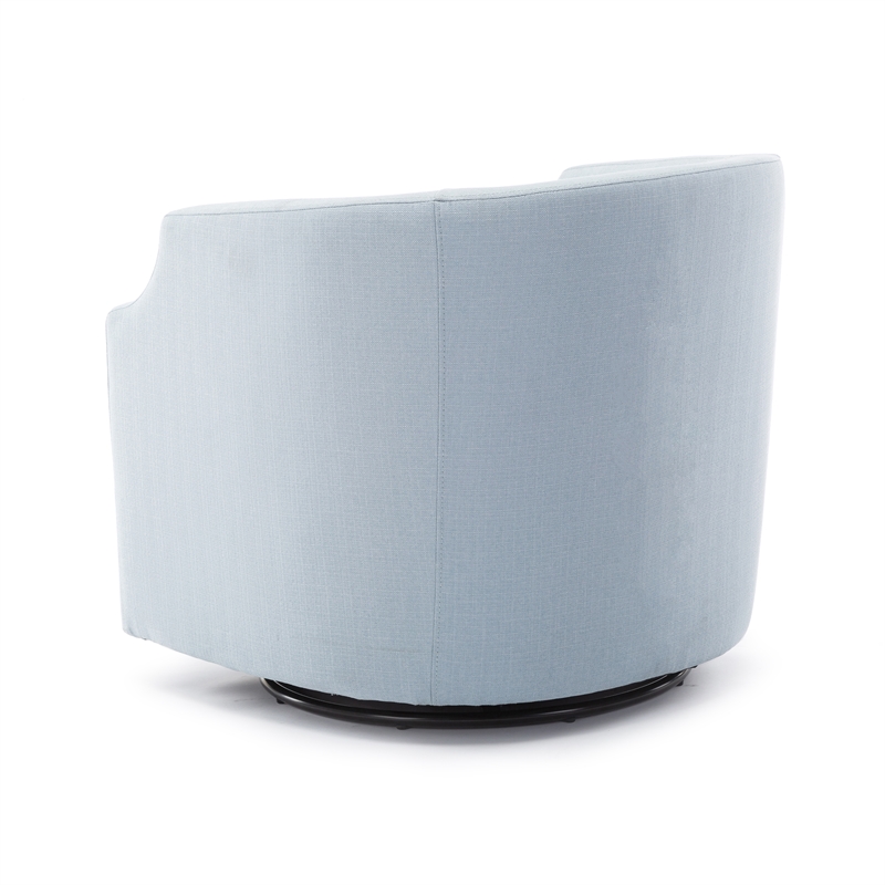 Kingfisher Lane Sky Blue Polyester Fabric Swivel and Rocker Barrel Accent Chair